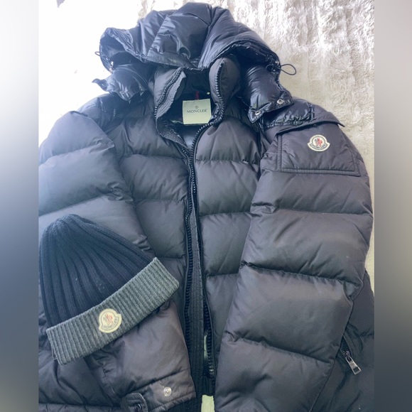 Men’s Moncler coat and hat